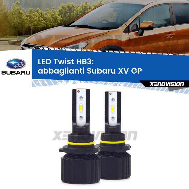 Abbaglianti LED Subaru XV GP 2012 -2016: HB3 11,000Lm <strong>Kit abbaglianti LED</strong> HB3 per <strong>Subaru XV</strong> GP 2012 -2016. Compatte, impermeabili, senza ventola: praticamente indistruttibili. Top Quality.