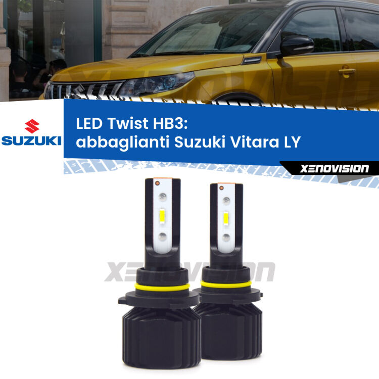 <strong>Kit abbaglianti LED</strong> HB3 per <strong>Suzuki Vitara</strong> LY 2015in poi. Compatte, impermeabili, senza ventola: praticamente indistruttibili. Top Quality.