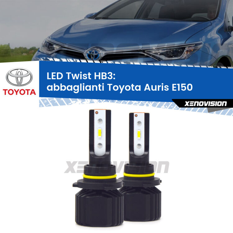 Abbaglianti LED Toyota Auris E150 2006 -2012: HB3 11,000Lm <strong>Kit abbaglianti LED</strong> HB3 per <strong>Toyota Auris</strong> E150 2006 -2012. Compatte, impermeabili, senza ventola: praticamente indistruttibili. Top Quality.