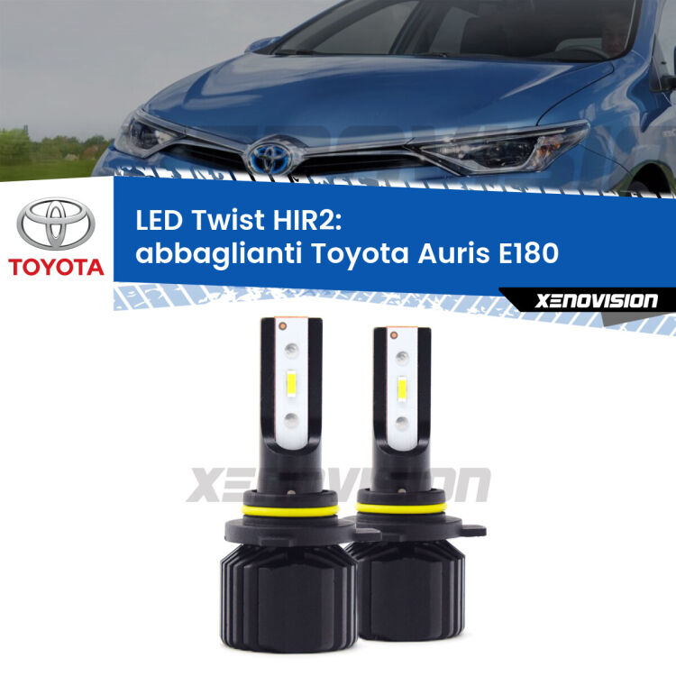 <strong>Kit abbaglianti LED</strong> HIR2 per <strong>Toyota Auris</strong> E180 2012-2018. Compatte, impermeabili, senza ventola: praticamente indistruttibili. Top Quality.