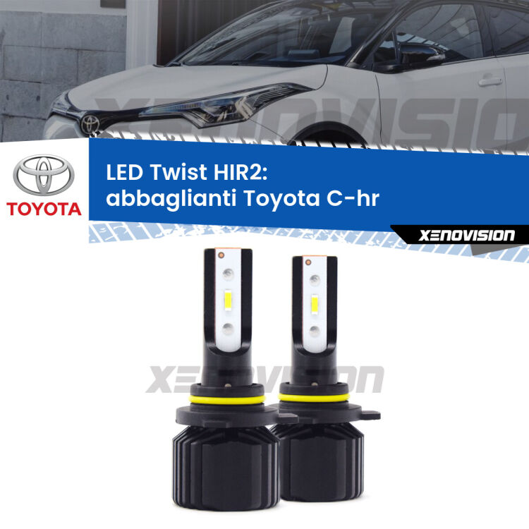 <strong>Kit abbaglianti LED</strong> HIR2 per <strong>Toyota C-hr</strong>  2016in poi. Compatte, impermeabili, senza ventola: praticamente indistruttibili. Top Quality.