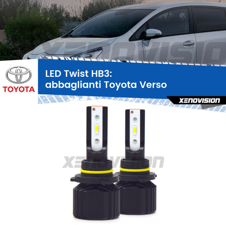 <strong>Kit abbaglianti LED</strong> HB3 per <strong>Toyota Verso</strong>  2009-2018. Compatte, impermeabili, senza ventola: praticamente indistruttibili. Top Quality.