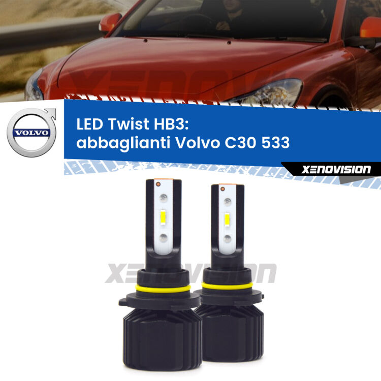 <strong>Kit abbaglianti LED</strong> HB3 per <strong>Volvo C30</strong> 533 2006-2009. Compatte, impermeabili, senza ventola: praticamente indistruttibili. Top Quality.