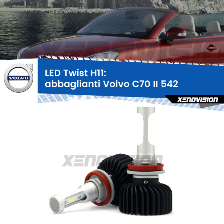 <strong>Kit abbaglianti LED</strong> H11 per <strong>Volvo C70 II</strong> 542 2010-2013. Compatte, impermeabili, senza ventola: praticamente indistruttibili. Top Quality.