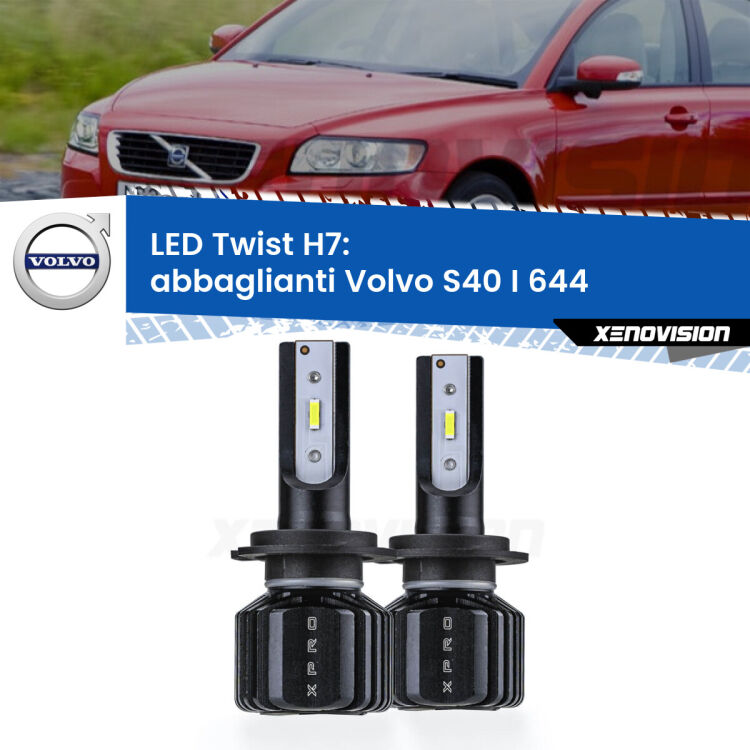 <strong>Kit abbaglianti LED</strong> H7 per <strong>Volvo S40 I</strong> 644 a parabola doppia. Compatte, impermeabili, senza ventola: praticamente indistruttibili. Top Quality.