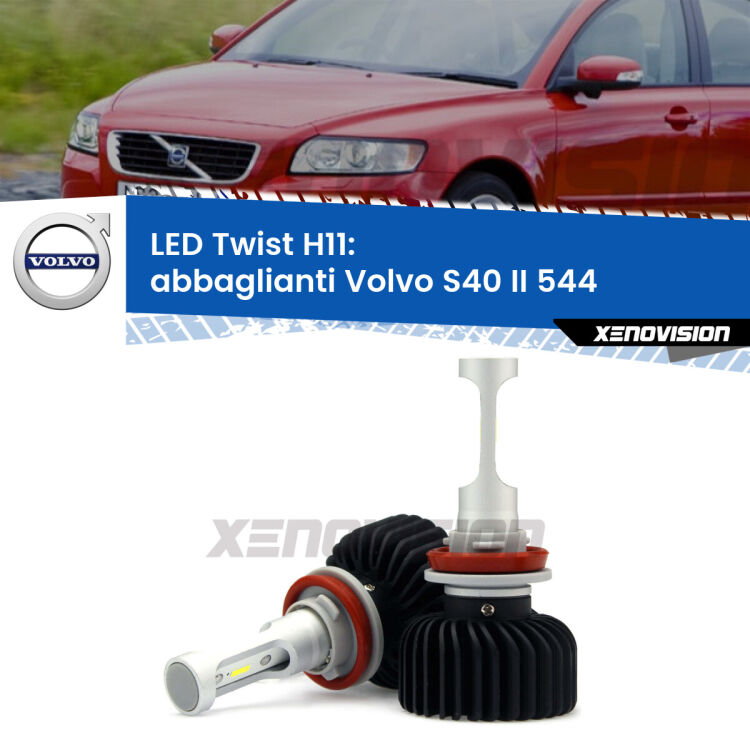 <strong>Kit abbaglianti LED</strong> H11 per <strong>Volvo S40 II</strong> 544 2008-2012. Compatte, impermeabili, senza ventola: praticamente indistruttibili. Top Quality.