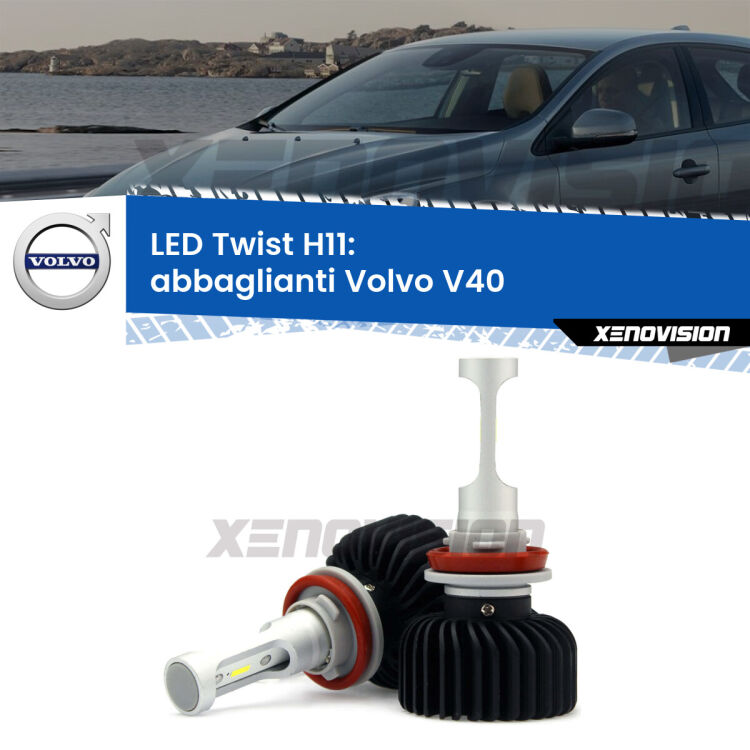 <strong>Kit abbaglianti LED</strong> H11 per <strong>Volvo V40</strong>  2012-2015. Compatte, impermeabili, senza ventola: praticamente indistruttibili. Top Quality.