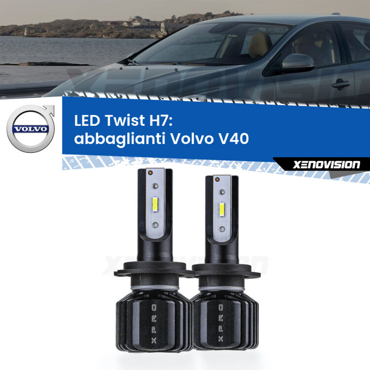<strong>Kit abbaglianti LED</strong> H7 per <strong>Volvo V40</strong>  a parabola doppia. Compatte, impermeabili, senza ventola: praticamente indistruttibili. Top Quality.