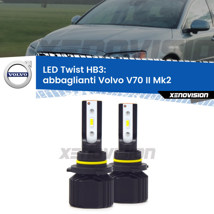 <strong>Kit abbaglianti LED</strong> HB3 per <strong>Volvo V70 II</strong> Mk2 2000-2007. Compatte, impermeabili, senza ventola: praticamente indistruttibili. Top Quality.