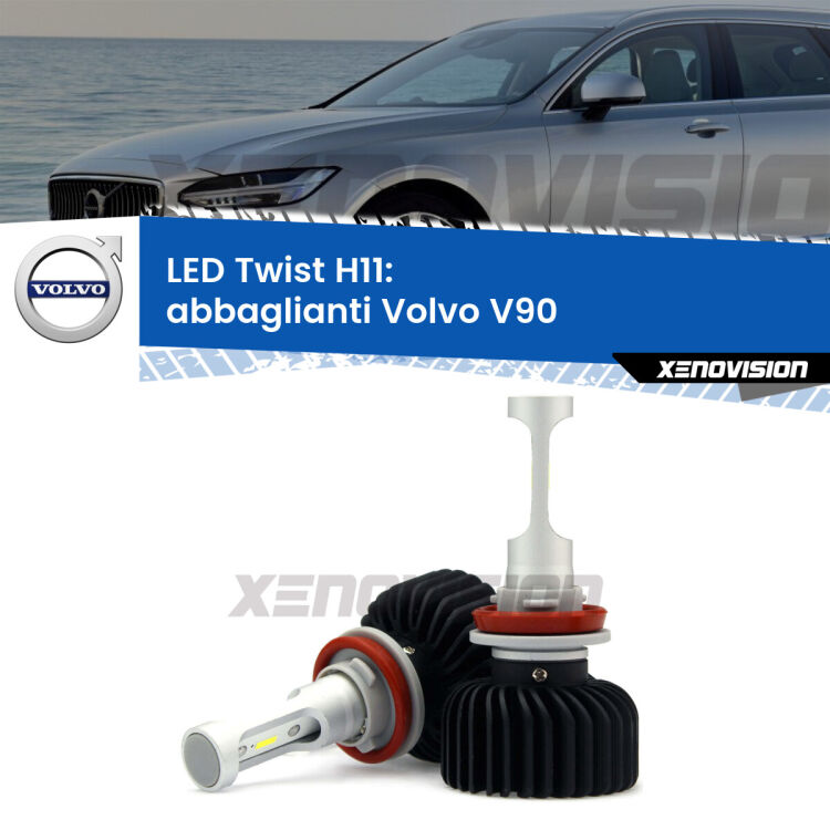 <strong>Kit abbaglianti LED</strong> H11 per <strong>Volvo V90</strong>  2016-2018. Compatte, impermeabili, senza ventola: praticamente indistruttibili. Top Quality.