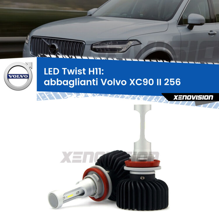 <strong>Kit abbaglianti LED</strong> H11 per <strong>Volvo XC90 II</strong> 256 2014-2019. Compatte, impermeabili, senza ventola: praticamente indistruttibili. Top Quality.