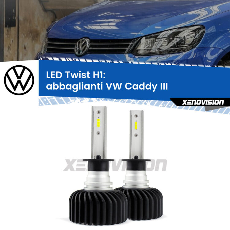 Abbaglianti LED VW Caddy III 2004-2010 senza DRL: H1 11,000Lm <strong>Kit abbaglianti LED</strong> H1 per <strong>VW Caddy III</strong> 2004-2010 senza DRL. Compatte, impermeabili, senza ventola: praticamente indistruttibili. Top Quality.
