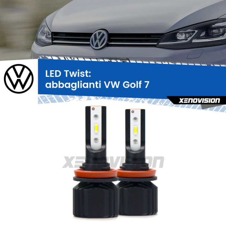 Abbaglianti LED VW Golf 7  2017 -2019: Twist 11,000Lm <strong>Kit abbaglianti LED</strong> per <strong>VW Golf 7</strong>  2017 -2019. Compatte, impermeabili, senza ventola: praticamente indistruttibili. Top Quality.