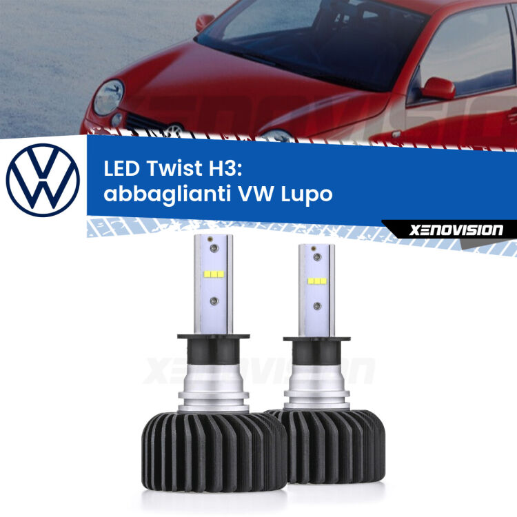 <strong>Kit abbaglianti LED</strong> H3 per <strong>VW Lupo</strong>  con fari Xenon. Compatte, impermeabili, senza ventola: praticamente indistruttibili. Top Quality.