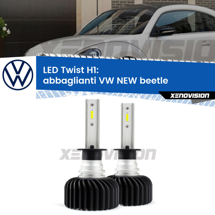 <strong>Kit abbaglianti LED</strong> H1 per <strong>VW NEW beetle</strong>  1998-2005. Compatte, impermeabili, senza ventola: praticamente indistruttibili. Top Quality.