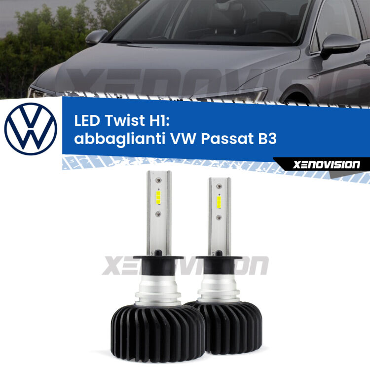 <strong>Kit abbaglianti LED</strong> H1 per <strong>VW Passat</strong> B3 a parabola doppia. Compatte, impermeabili, senza ventola: praticamente indistruttibili. Top Quality.