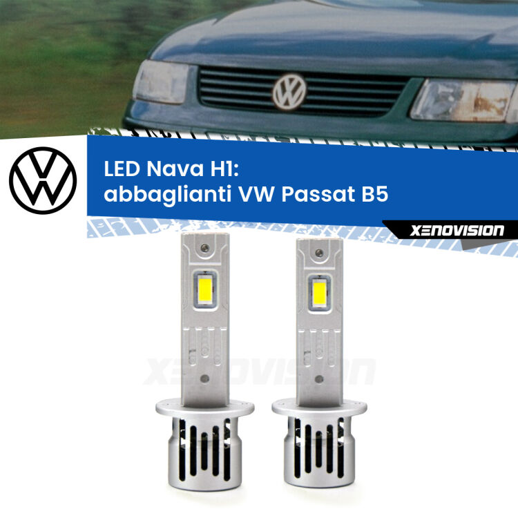 0 Abbaglianti LED VW Passat B5 1996 -2000: H1 Nava <strong>Abbaglianti LED no-spie per VW Passat</strong> B5 1996 -2000. Coppia lampade <strong> H1</strong> modello Nava canbus, raffreddate a ventola.