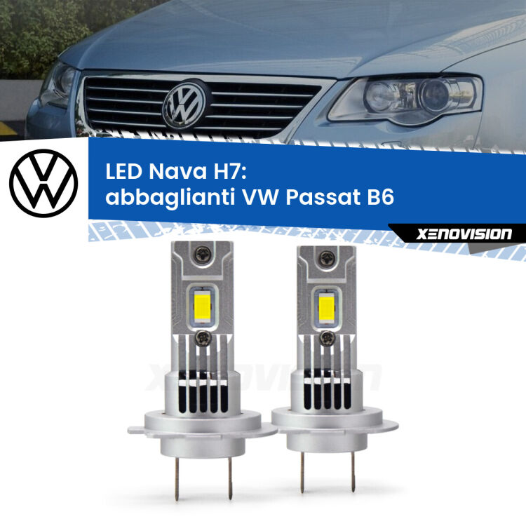 0 Abbaglianti LED VW Passat B6 2005 -2010: H7 Nava <strong>Abbaglianti LED no-spie per VW Passat</strong> B6 2005 -2010. Coppia lampade <strong>H7</strong> modello Nava canbus, raffreddate a ventola.