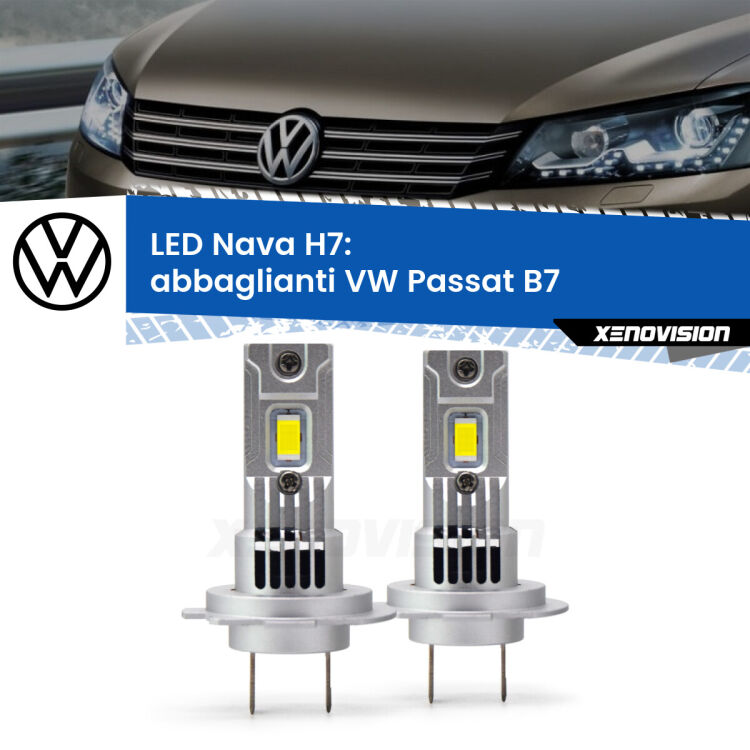 0 Abbaglianti LED VW Passat B7 2010 -2014: H7 Nava <strong>Abbaglianti LED no-spie per VW Passat</strong> B7 2010 -2014. Coppia lampade <strong>H7</strong> modello Nava canbus, raffreddate a ventola.