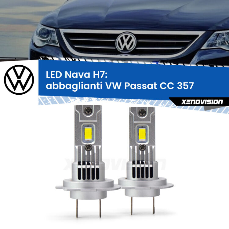 0 Abbaglianti LED VW Passat CC 357 2008 -2012: H7 Nava <strong>Abbaglianti LED no-spie per VW Passat CC</strong> 357 2008 -2012. Coppia lampade <strong>H7</strong> modello Nava canbus, raffreddate a ventola.