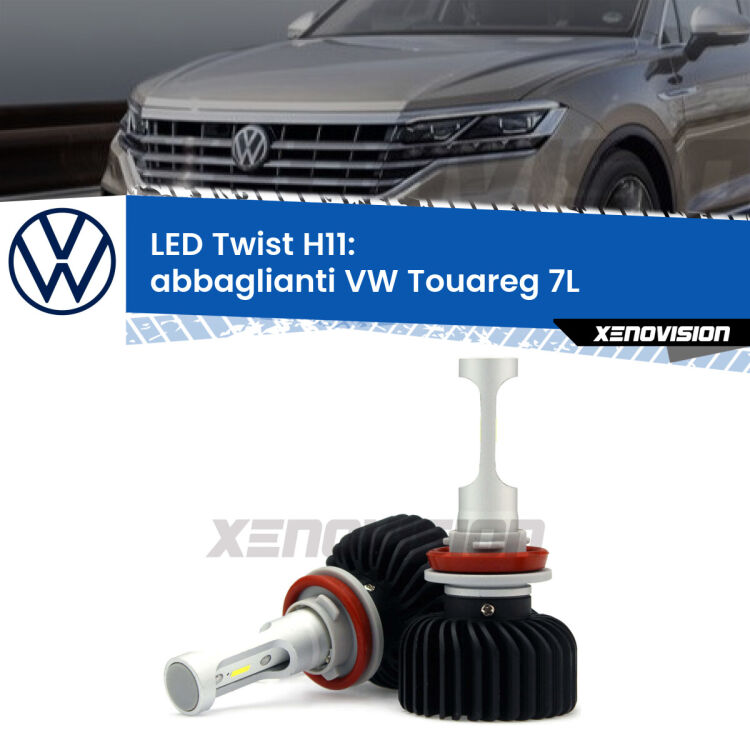 <strong>Kit abbaglianti LED</strong> H11 per <strong>VW Touareg</strong> 7L 2002-2010. Compatte, impermeabili, senza ventola: praticamente indistruttibili. Top Quality.