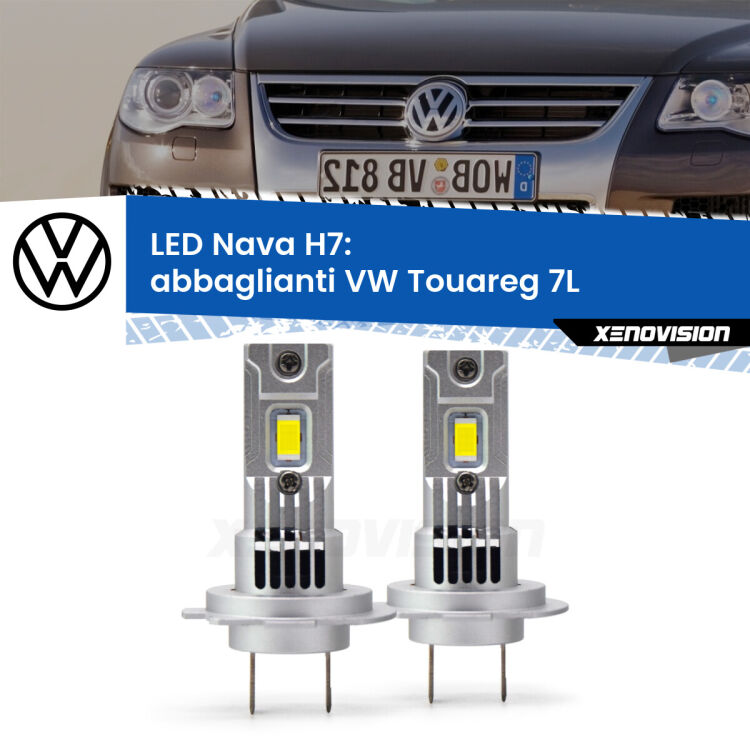 Abbaglianti LED VW Touareg 7L Full-beam spotlight con fari Bi-Xenon: H7 Nava <strong>Abbaglianti LED no-spie per VW Touareg</strong> 7L Full-beam spotlight con fari Bi-Xenon. Coppia lampade <strong>H7</strong> modello Nava canbus, raffreddate a ventola.