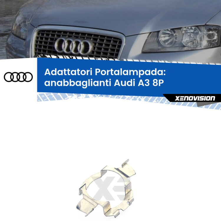 0 Adattatori portalampada Led per Anabbaglianti A3 2003 - 2012 Coppia adattatori portalampada LED per Audi A3