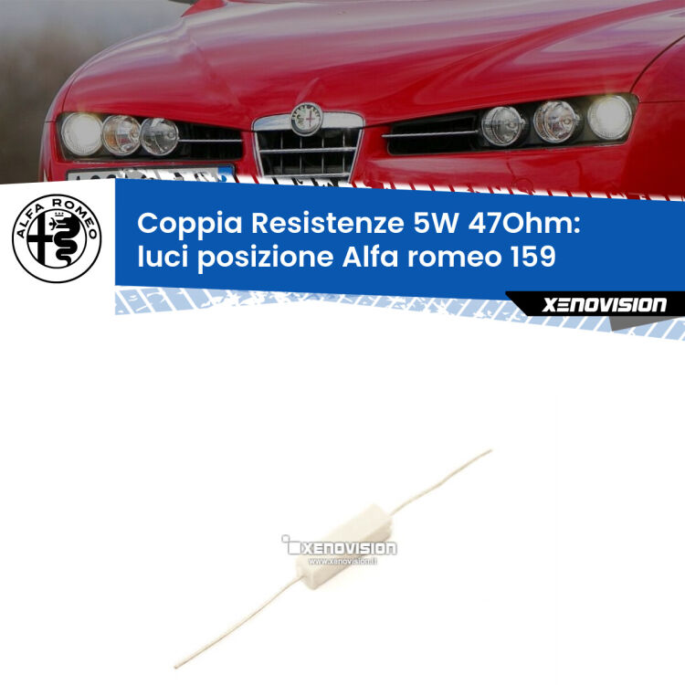 0 Alfa romeo 159 2005-2012: Resistenze Spegnispia 5W Economica per Luci posizione (Coppia) Coppia di resistenze in ceramica 5 Watt, economiche, durature ed efficaci per spegnere eventuali spie su luci posizione per Alfa romeo 159 2005-2012. Va collegata in parallalelo.