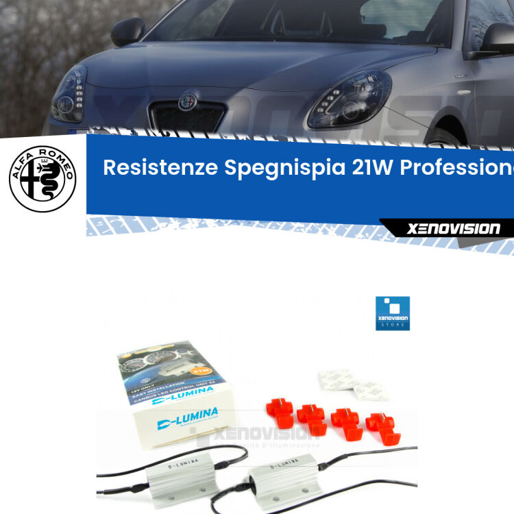 0 Alfa romeo Giulietta: Spegnispia 21W Plug&Play senza tagliare cavi per retromarcia (Coppia) Coppia resistenze spegnispia per retromarcia Giulietta 2010 in poi. Professionali, con dissipatore in metallo. Da collegare in parallelo.