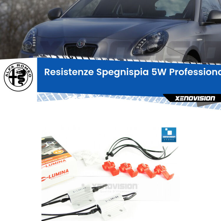 <span style="color: #626262;">Istallazione professionale. Coppia resistenze spegnispia 5W con armatura in alluminio in caso di spie su </span><span style="color: #626262;">luce targa Alfa romeo Giulietta.</span>