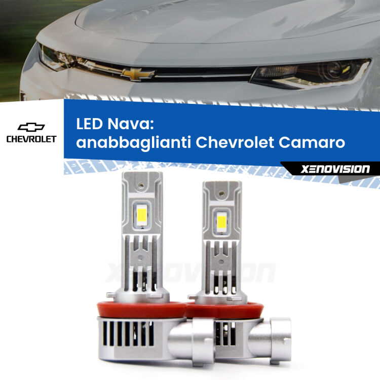 0 Anabbaglianti LED Chevrolet Camaro 2015 in poi: Nava 20,000Lm <strong>Anabbaglianti LED no-spie per Chevrolet Camaro</strong> 2015 in poi. Coppia lampade <strong>H11</strong>/H9/H8/H16(JP) modello Nava canbus, raffreddate a ventola.