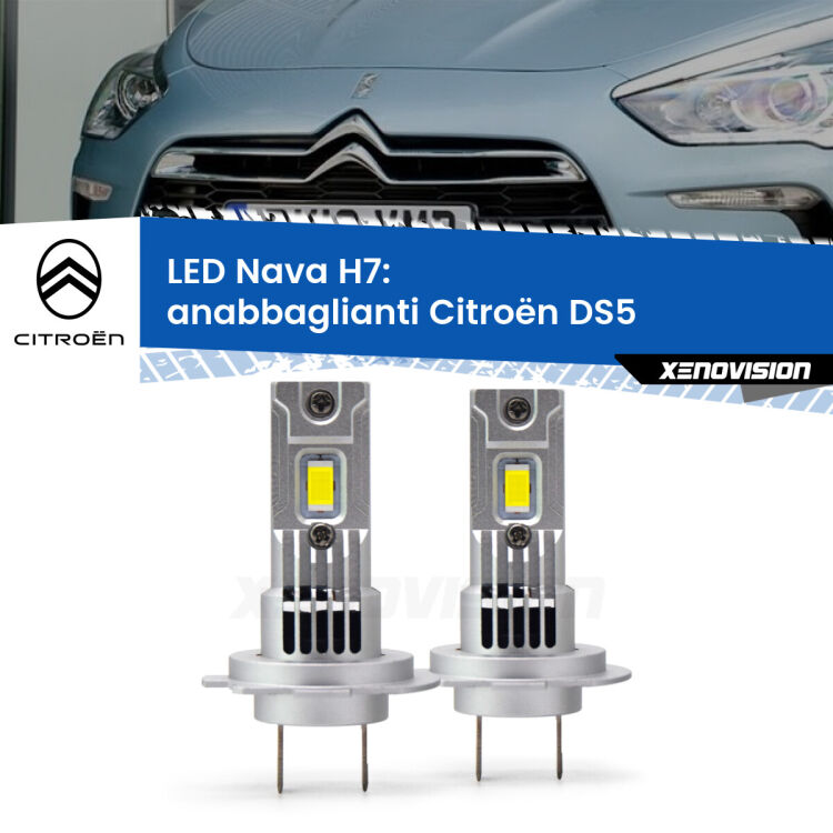 0 Anabbaglianti LED Citroën DS5 2011 - 2015: H7 Nava <strong>Anabbaglianti LED no-spie per Citroën DS5</strong> 2011 - 2015. Coppia lampade <strong>H7</strong> modello Nava canbus, raffreddate a ventola.