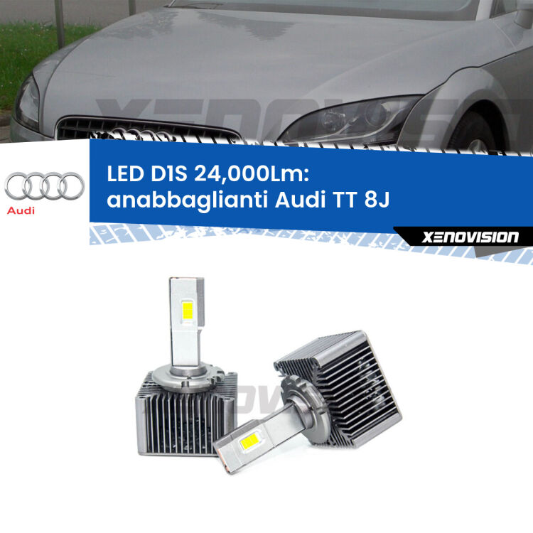 <strong>Lampade conversione a LED specifiche per Audi TT</strong> 8J 2006 - 2014 con fari D1S xenon di serie. Lampade Canbus da 24.000Lumen, Qualità Massima.