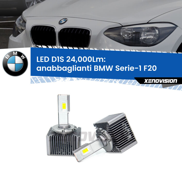 <strong>Lampade conversione a LED specifiche per BMW Serie-1</strong> F20 2010 - 2019 con fari D1S xenon di serie. Lampade Canbus da 24.000Lumen, Qualità Massima.
