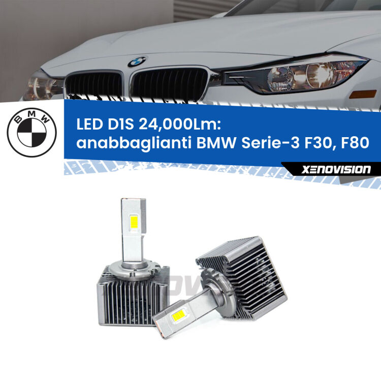 0 Anabbaglianti LED D1S 24,000Lm per BMW Serie-3 F30, F80 2012 - 2019 <strong>Lampade conversione a LED specifiche per BMW Serie-3</strong> F30, F80 2012 - 2019 con fari D1S xenon di serie. Lampade Canbus da 24.000Lumen, Qualità Massima.