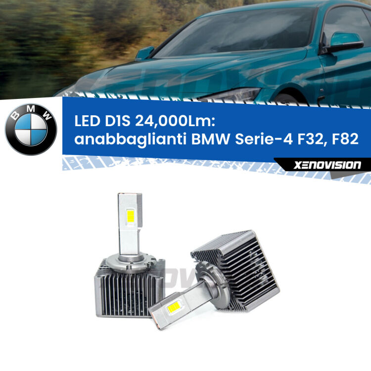<strong>Lampade conversione a LED specifiche per BMW Serie-4</strong> F32, F82 2013 - 2019 con fari D1S xenon di serie. Lampade Canbus da 24.000Lumen, Qualità Massima.