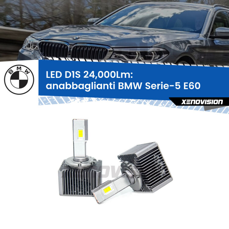 Anabbaglianti LED D1S 24,000Lm per BMW Serie-5 E60 2005 - 2010 <strong>Lampade conversione a LED specifiche per BMW Serie-5</strong> E60 2005 - 2010 con fari D1S xenon di serie. Lampade Canbus da 24.000Lumen, Qualità Massima.