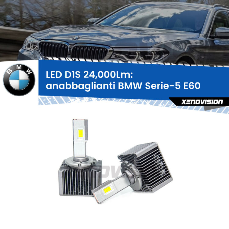 <strong>Lampade conversione a LED specifiche per BMW Serie-5</strong> E60 2005 - 2010 con fari D1S xenon di serie. Lampade Canbus da 24.000Lumen, Qualità Massima.