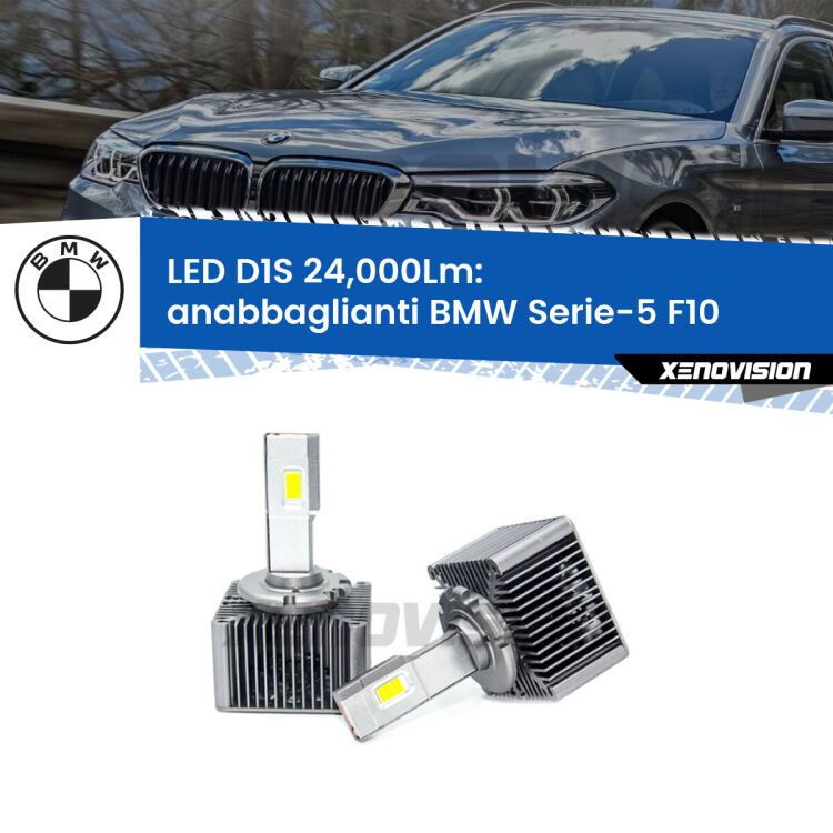 0 Anabbaglianti LED D1S 24,000Lm per BMW Serie-5 F10 2010 - 2016 <strong>Lampade conversione a LED specifiche per BMW Serie-5</strong> F10 2010 - 2016 con fari D1S xenon di serie. Lampade Canbus da 24.000Lumen, Qualità Massima.