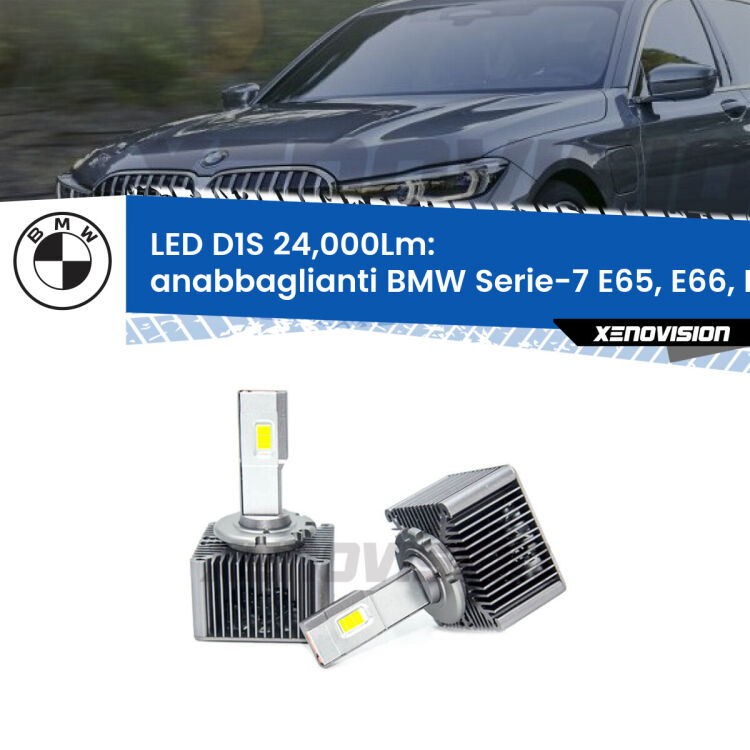 0 Anabbaglianti LED D1S 24,000Lm per BMW Serie-7 E65, E66, E67 2005 - 2008 <strong>Lampade conversione a LED specifiche per BMW Serie-7</strong> E65, E66, E67 2005 - 2008 con fari D1S xenon di serie. Lampade Canbus da 24.000Lumen, Qualità Massima.