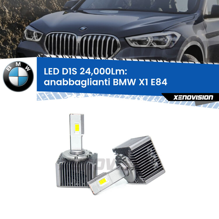 <strong>Lampade conversione a LED specifiche per BMW X1</strong> E84 2009 - 2015 con fari D1S xenon di serie. Lampade Canbus da 24.000Lumen, Qualità Massima.