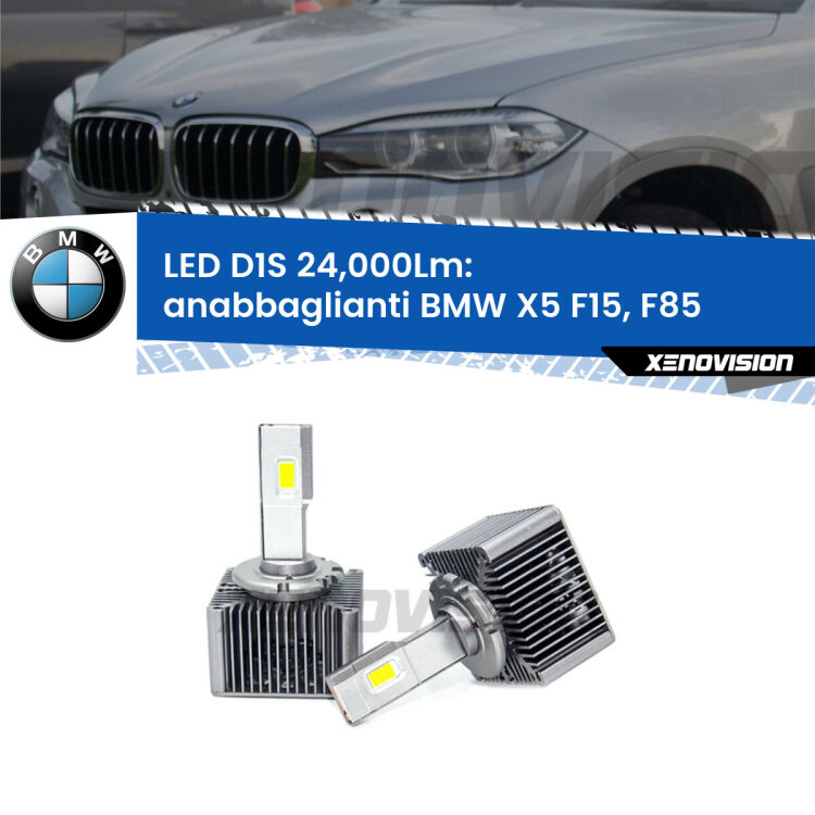 <strong>Lampade conversione a LED specifiche per BMW X5</strong> F15, F85 2014 - 2018 con fari D1S xenon di serie. Lampade Canbus da 24.000Lumen, Qualità Massima.