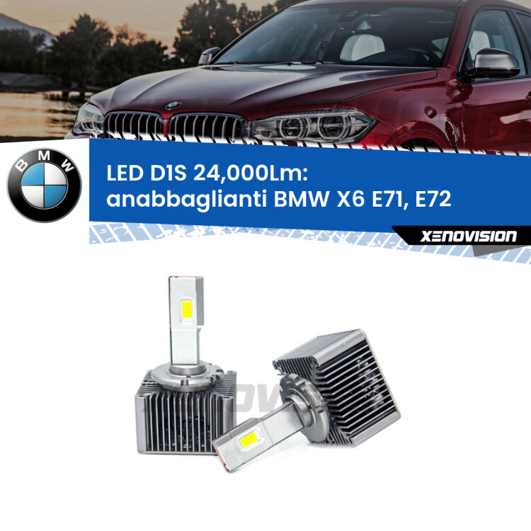 <strong>Lampade conversione a LED specifiche per BMW X6</strong> E71, E72 2008 - 2014 con fari D1S xenon di serie. Lampade Canbus da 24.000Lumen, Qualità Massima.