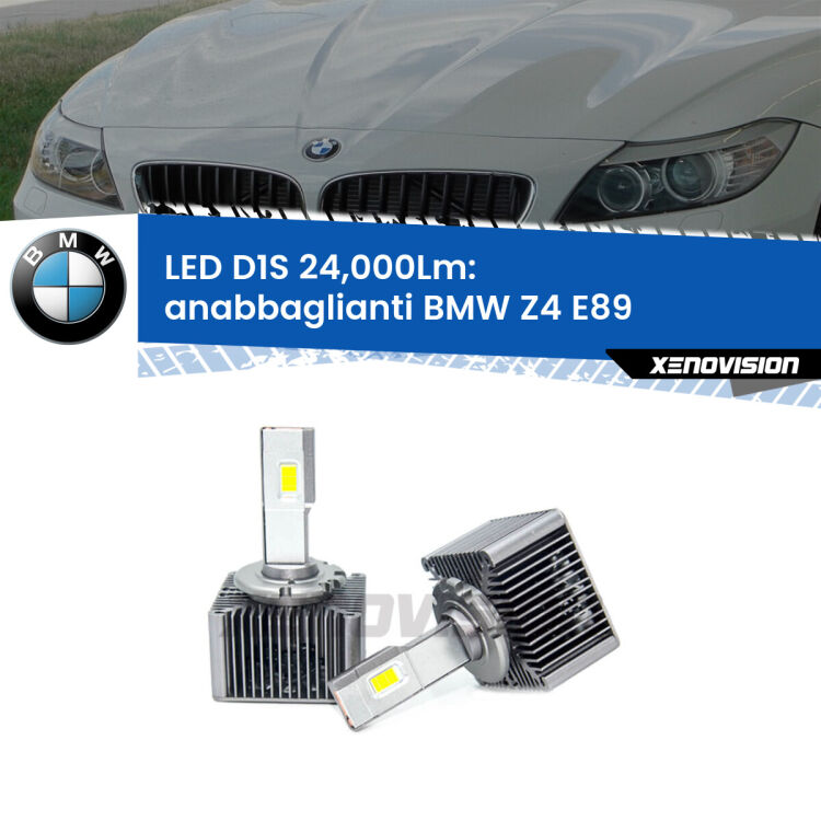 <strong>Lampade conversione a LED specifiche per BMW Z4</strong> E89 2009 - 2016 con fari D1S xenon di serie. Lampade Canbus da 24.000Lumen, Qualità Massima.