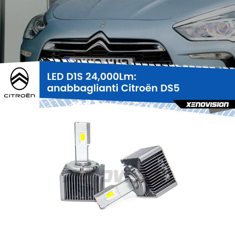 0 Anabbaglianti LED D1S 24,000Lm per Citroën DS5 2011 - 2015 <strong>Lampade conversione a LED specifiche per Citroën DS5</strong> 2011 - 2015 con fari D1S xenon di serie. Lampade Canbus da 24.000Lumen, Qualità Massima.