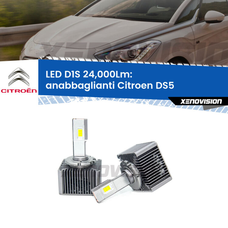 <strong>Lampade conversione a LED specifiche per Citroen DS5</strong>  2011 - 2015 con fari D1S xenon di serie. Lampade Canbus da 24.000Lumen, Qualità Massima.
