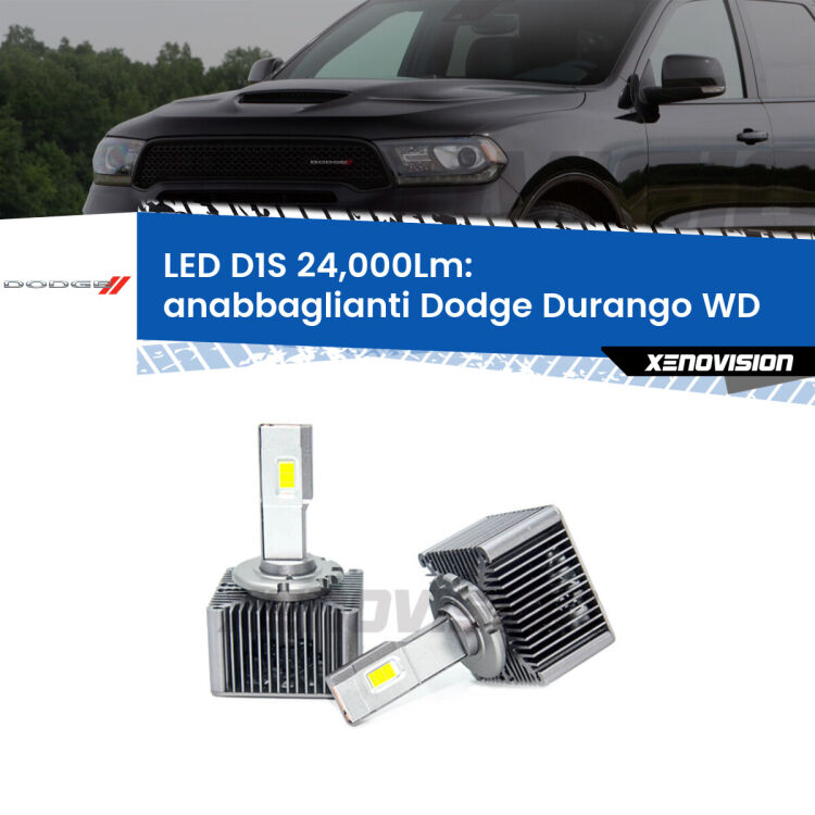 <strong>Lampade conversione a LED specifiche per Dodge Durango</strong> WD 2010 - 2015 con fari D1S xenon di serie. Lampade Canbus da 24.000Lumen, Qualità Massima.