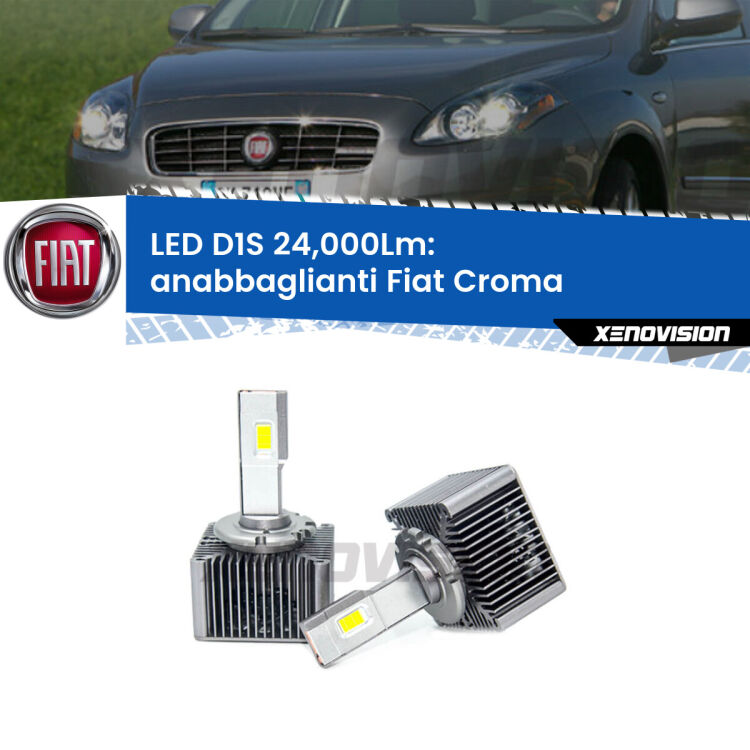 <strong>Lampade conversione a LED specifiche per Fiat Croma</strong>  2005 - 2010 con fari D1S xenon di serie. Lampade Canbus da 24.000Lumen, Qualità Massima.