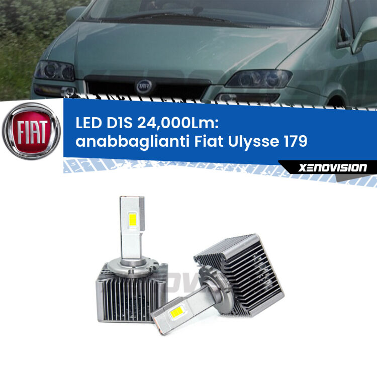 <strong>Lampade conversione a LED specifiche per Fiat Ulysse</strong> 179 2002 - 2011 con fari D1S xenon di serie. Lampade Canbus da 24.000Lumen, Qualità Massima.
