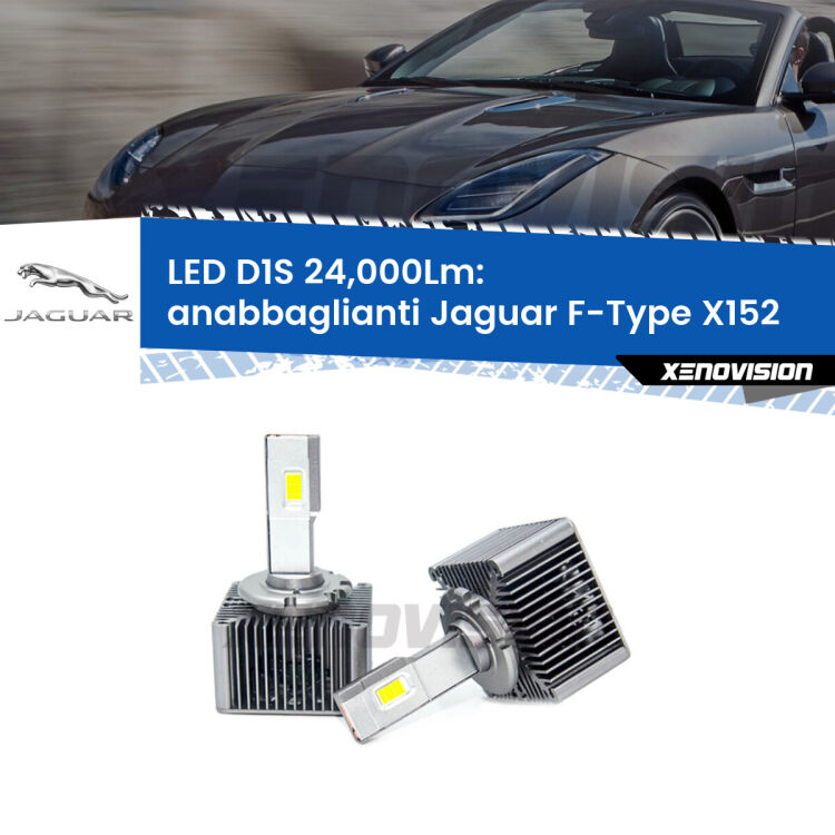 <strong>Lampade conversione a LED specifiche per Jaguar F-Type</strong> X152 2013 in poi con fari D1S xenon di serie. Lampade Canbus da 24.000Lumen, Qualità Massima.